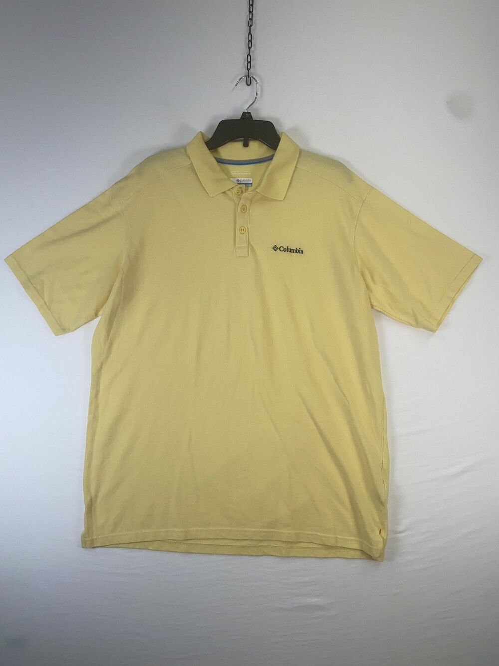 Columbia Omni-Wick Polo Shirt Short Sleeve Mens XL Yellow Cotton Blend Golf